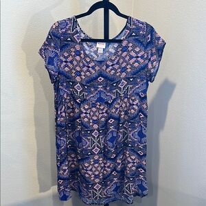 Women's Blue and Pink Patterned dress
